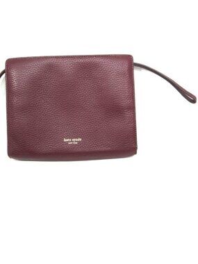 Like New Kate Spade New York Polly Medium Leather Wristlet Merlot Burgundy